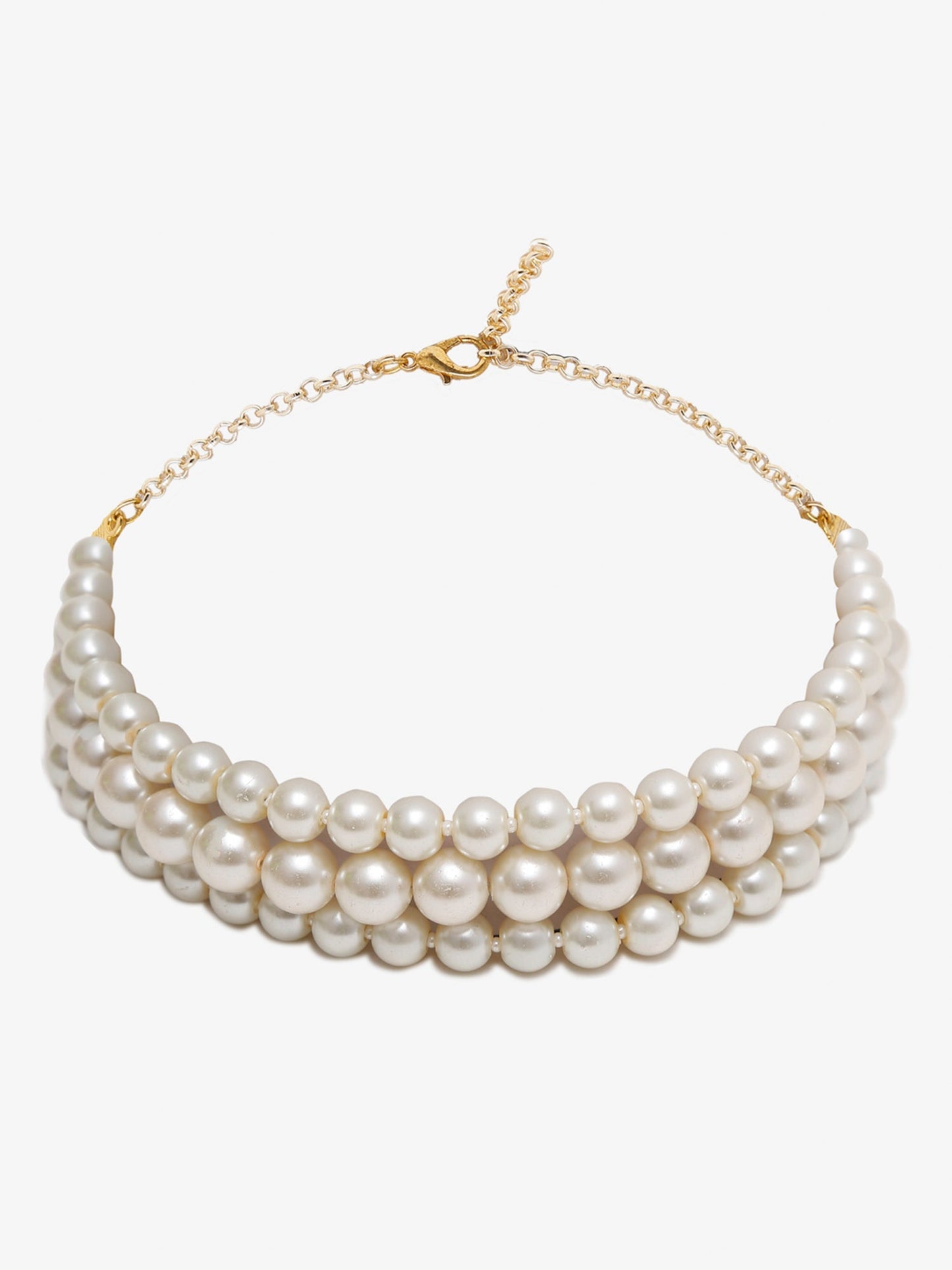 Gold-Toned White Gold-Polished Handcrafted Necklace - Ruby Raang | Swadesiicart