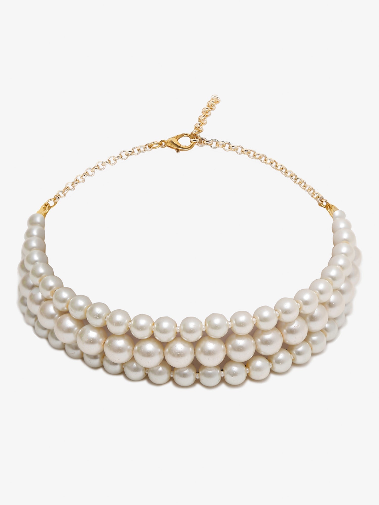 Gold-Toned White Gold-Polished Handcrafted Necklace - Ruby Raang | Swadesiicart