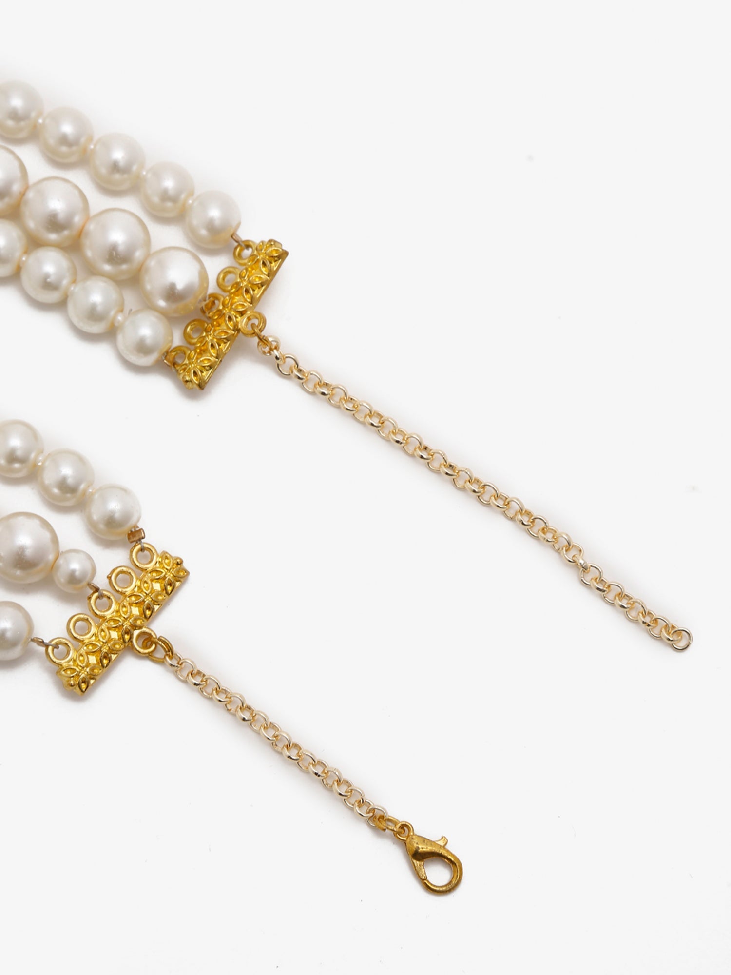 Gold-Toned White Gold-Polished Handcrafted Necklace - Ruby Raang | Swadesiicart