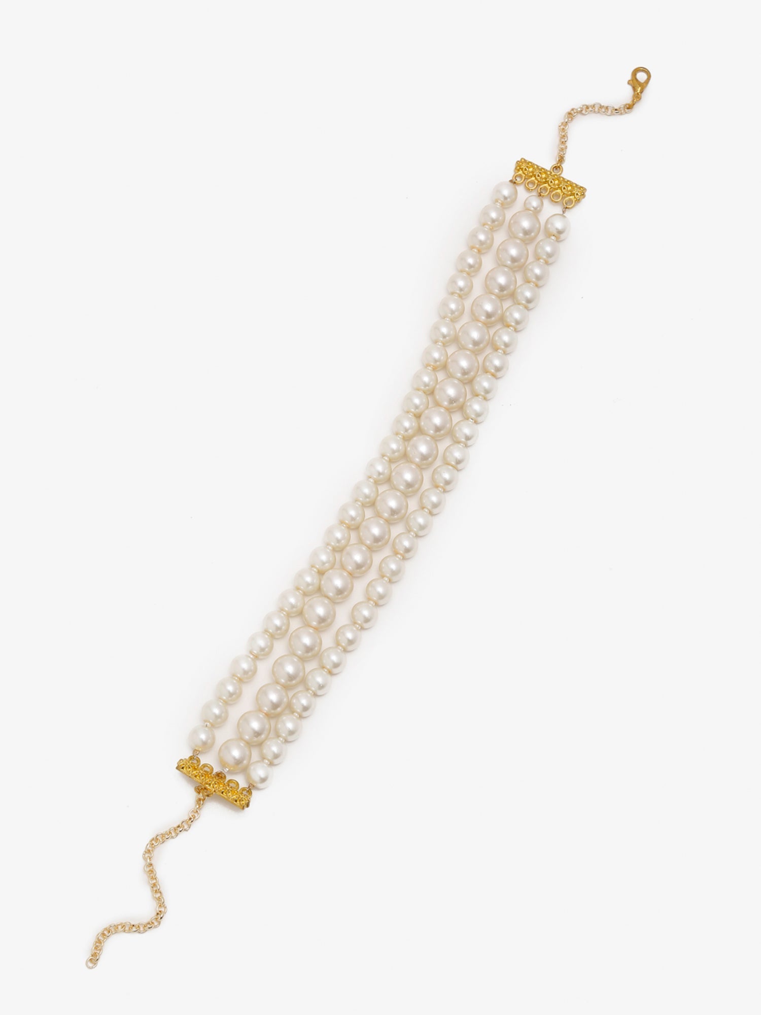 Gold-Toned White Gold-Polished Handcrafted Necklace - Ruby Raang | Swadesiicart