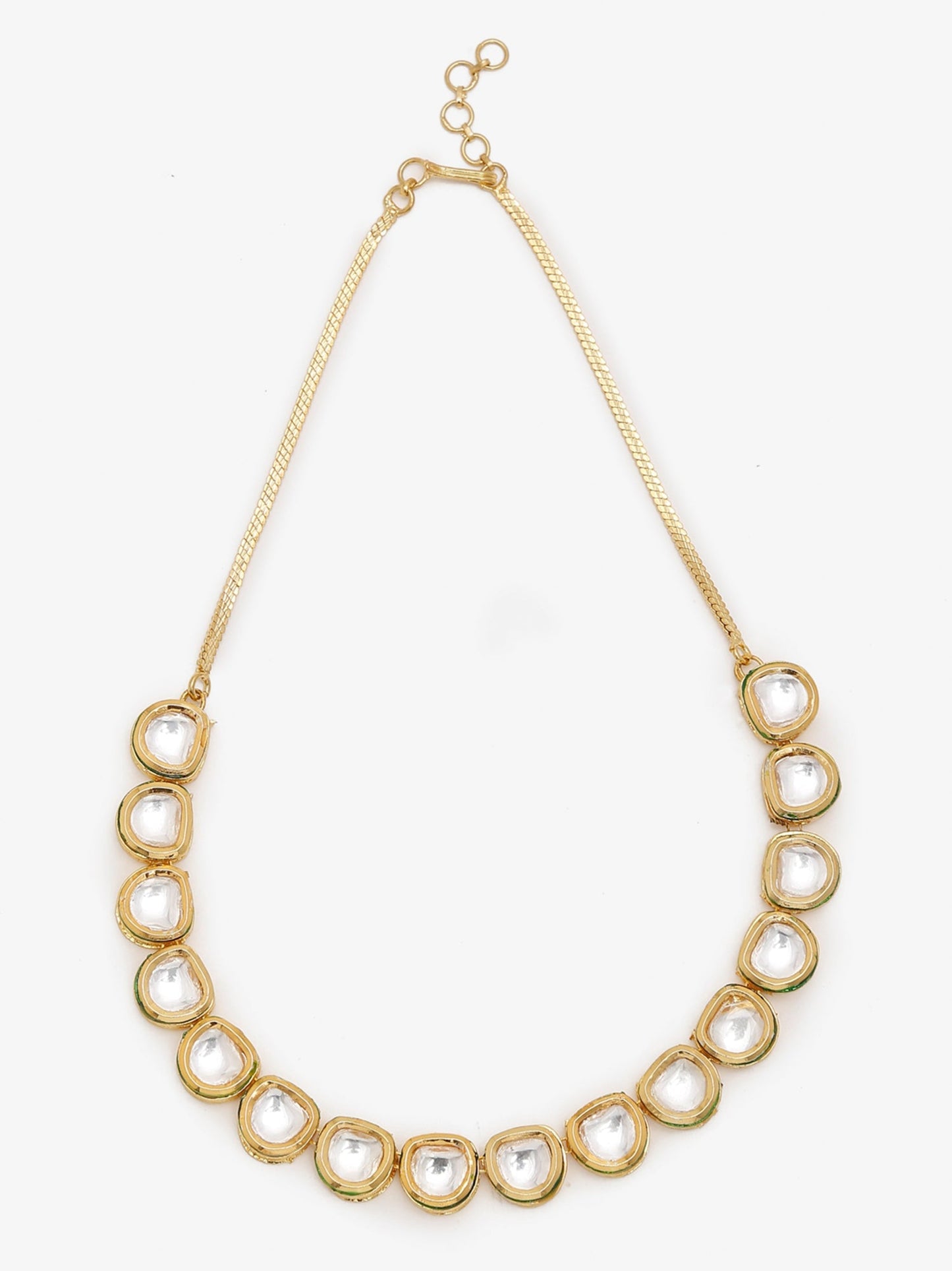 Women's Gold-Polished Kundan Choker Necklace - Ruby Raang | Swadesiicart