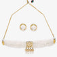 Gold-Polished White Kundan Stone Studded Handcrafted Jewellery Set - Ruby Raang - Swadesiicart
