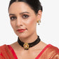 Gold-Polished White Black Kundan-Studded Beaded Handcrafted Jewellery Set - Ruby Raang - Ruby Raang Studio