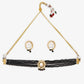 Gold-Polished White Black Kundan-Studded Beaded Handcrafted Jewellery Set - Ruby Raang - Swadesiicart