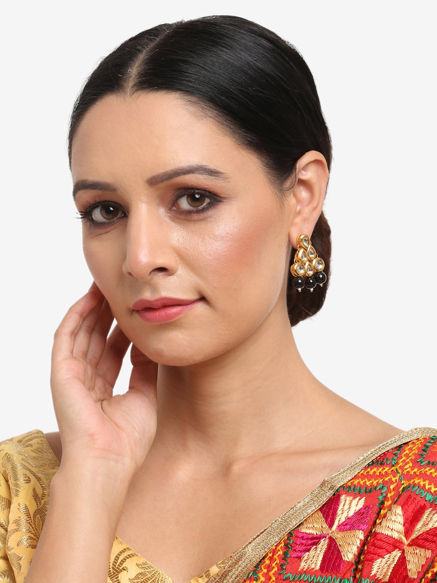 Black Contemporary Drop Earrings - Ruby Raang - Swadesiicart