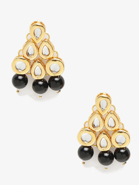 Black Contemporary Drop Earrings - Ruby Raang - Swadesiicart