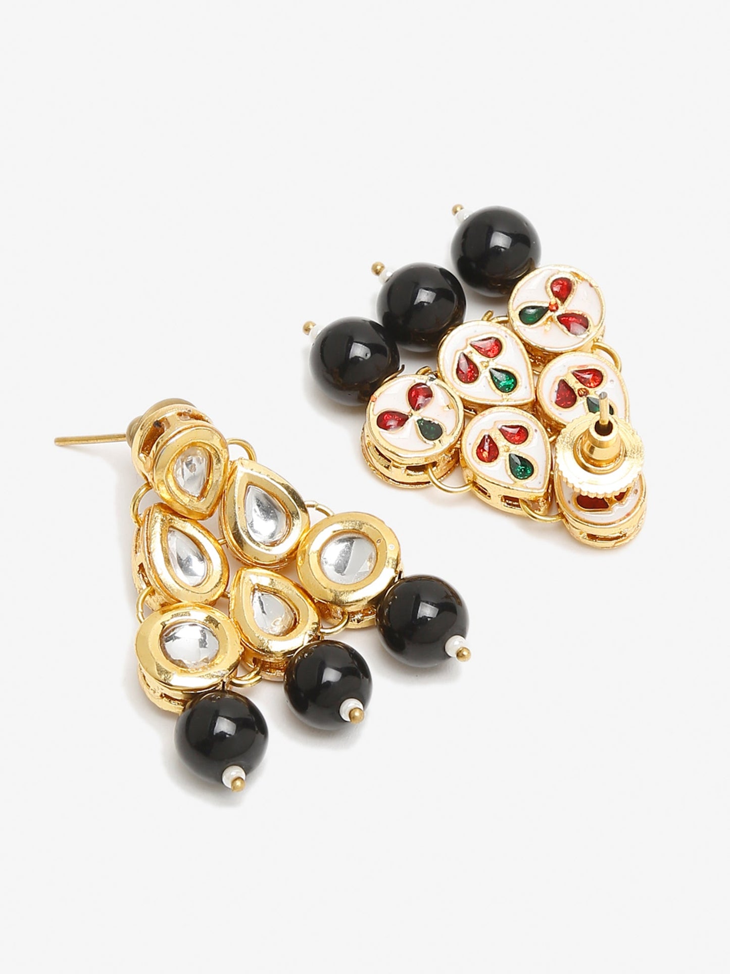 Black Contemporary Drop Earrings - Ruby Raang - Swadesiicart
