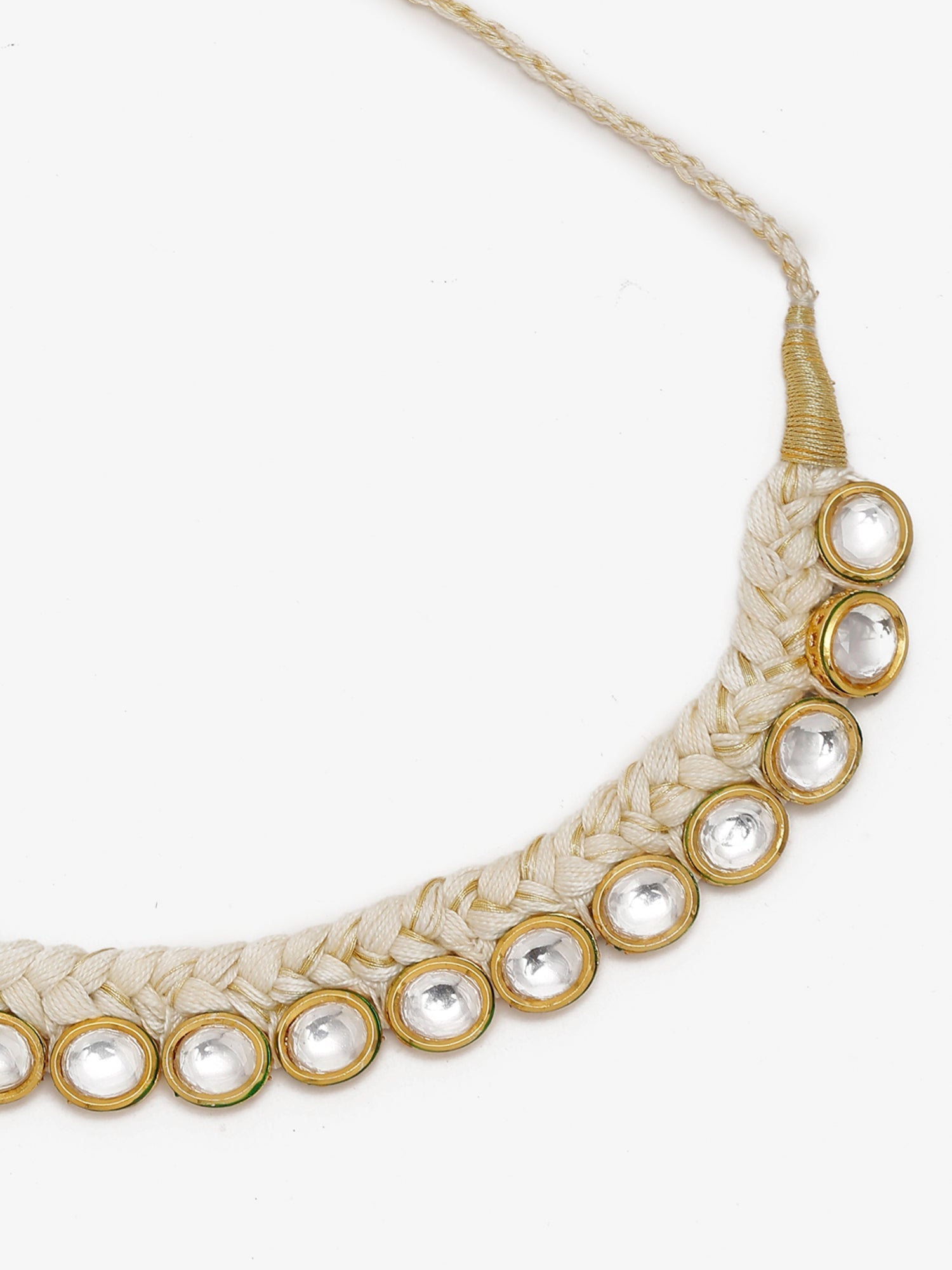 Gold-Toned White Gold-Polished Handcrafted Necklace - Ruby Raang | Swadesiicart