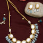 Gold-Polished White Blue Kundan-Studded Pearl Beaded Handcrafted Jewellery Set - Ruby Raang - Swadesiicart