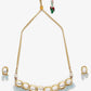 Gold-Polished White Blue Kundan-Studded Pearl Beaded Handcrafted Jewellery Set - Ruby Raang - Swadesiicart