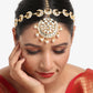 Gold-Polished White Kundan Matha Patti - Ruby Raang | Swadesiicart