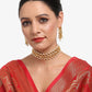 Gold-Polished White Kundan-Studded Pearls Beaded Handcrafted Jewellery Set - Ruby Raang - Ruby Raang Studio