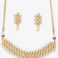 Gold-Polished White Kundan-Studded Pearls Beaded Handcrafted Jewellery Set - Ruby Raang - Swadesiicart