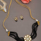 White Black Gold-Polished Kundan-Studded Jewellery Set - Ruby Raang - Swadesiicart