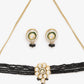 White Black Gold-Polished Kundan-Studded Jewellery Set - Ruby Raang - Swadesiicart