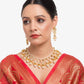 Gold-Polished White Kundan Stone Studded Jewellery Set - Ruby Raang - Ruby Raang Studio