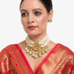 Gold-Polished White Green Stone-Studded Pearls Beaded Handcrafted Jewellery Set - Ruby Raang - Ruby Raang Studio