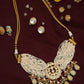 Gold-Polished White Green Stone-Studded Pearls Beaded Handcrafted Jewellery Set - Ruby Raang - Swadesiicart