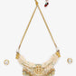 Gold-Polished White Green Stone-Studded Pearls Beaded Handcrafted Jewellery Set - Ruby Raang - Swadesiicart