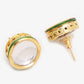 Gold-Polished White Green Stone-Studded Pearls Beaded Handcrafted Jewellery Set - Ruby Raang - Swadesiicart