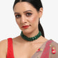 Gold-Toned Green Emerald Gold-Polished Layered Choker - Ruby Raang | Swadesiicart