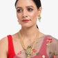 Gold-Polished Green White Kundan Studded Layered Jewellery Set - Ruby Raang - Ruby Raang Studio