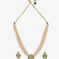 Gold-Polished Green White Kundan Studded Layered Jewellery Set - Ruby Raang - Swadesiicart