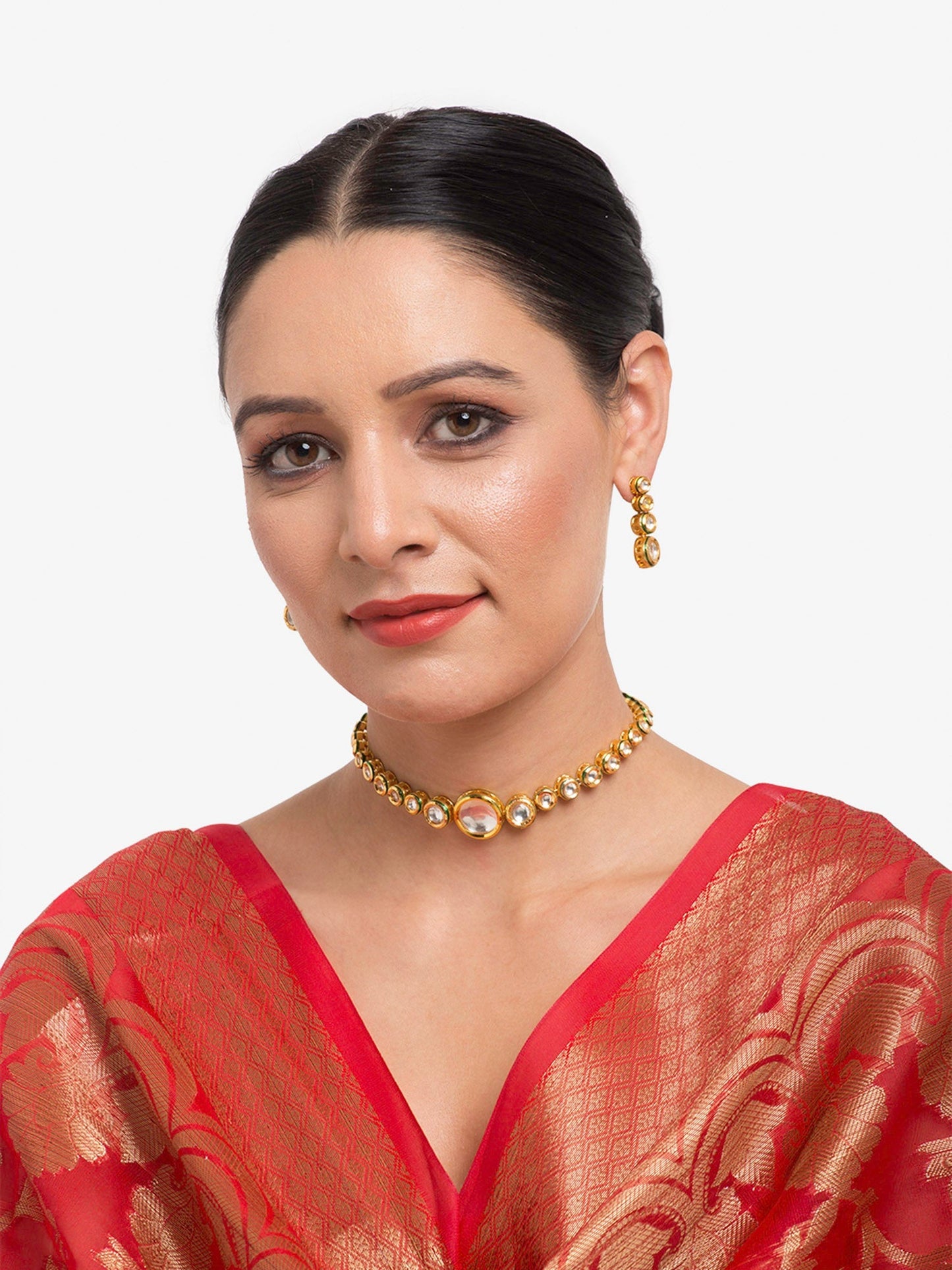 Women's Choker With Earrings - Ruby Raang | Swadesiicart