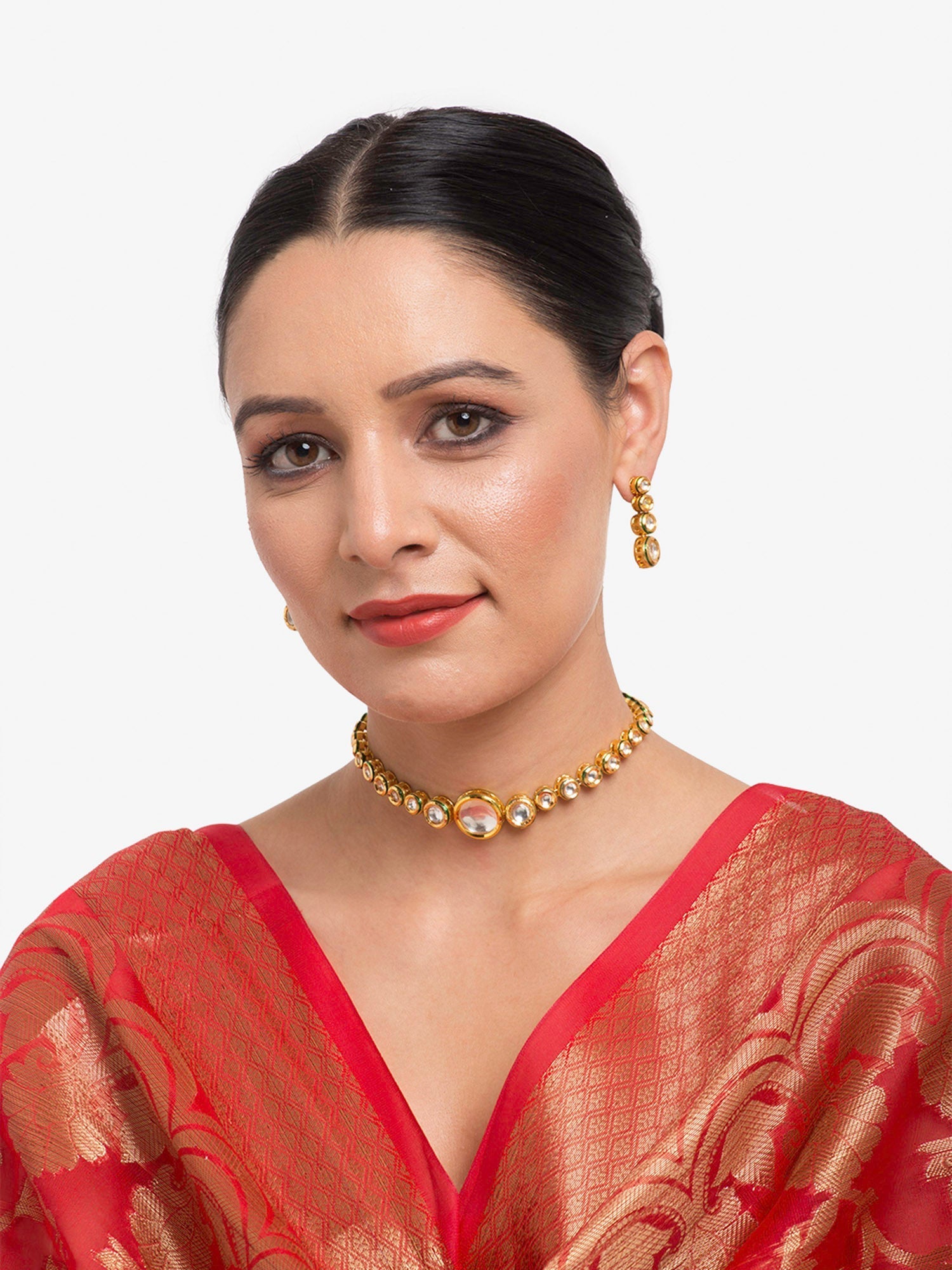 Women's Choker With Earrings - Ruby Raang | Swadesiicart