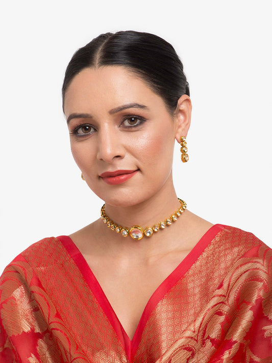 Women's Choker With Earrings - Ruby Raang | Swadesiicart