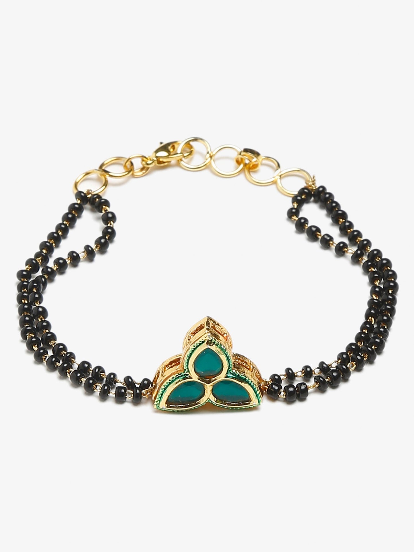 Women's Black Kundan Mangalsutra Bracelet - Ruby Raang - Swadesiicart