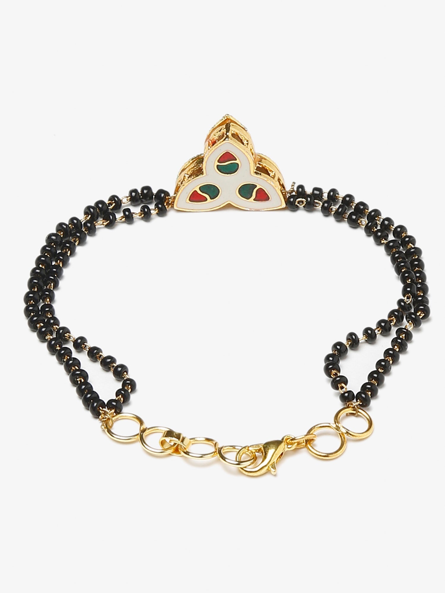 Women's Black Kundan Mangalsutra Bracelet - Ruby Raang - Swadesiicart
