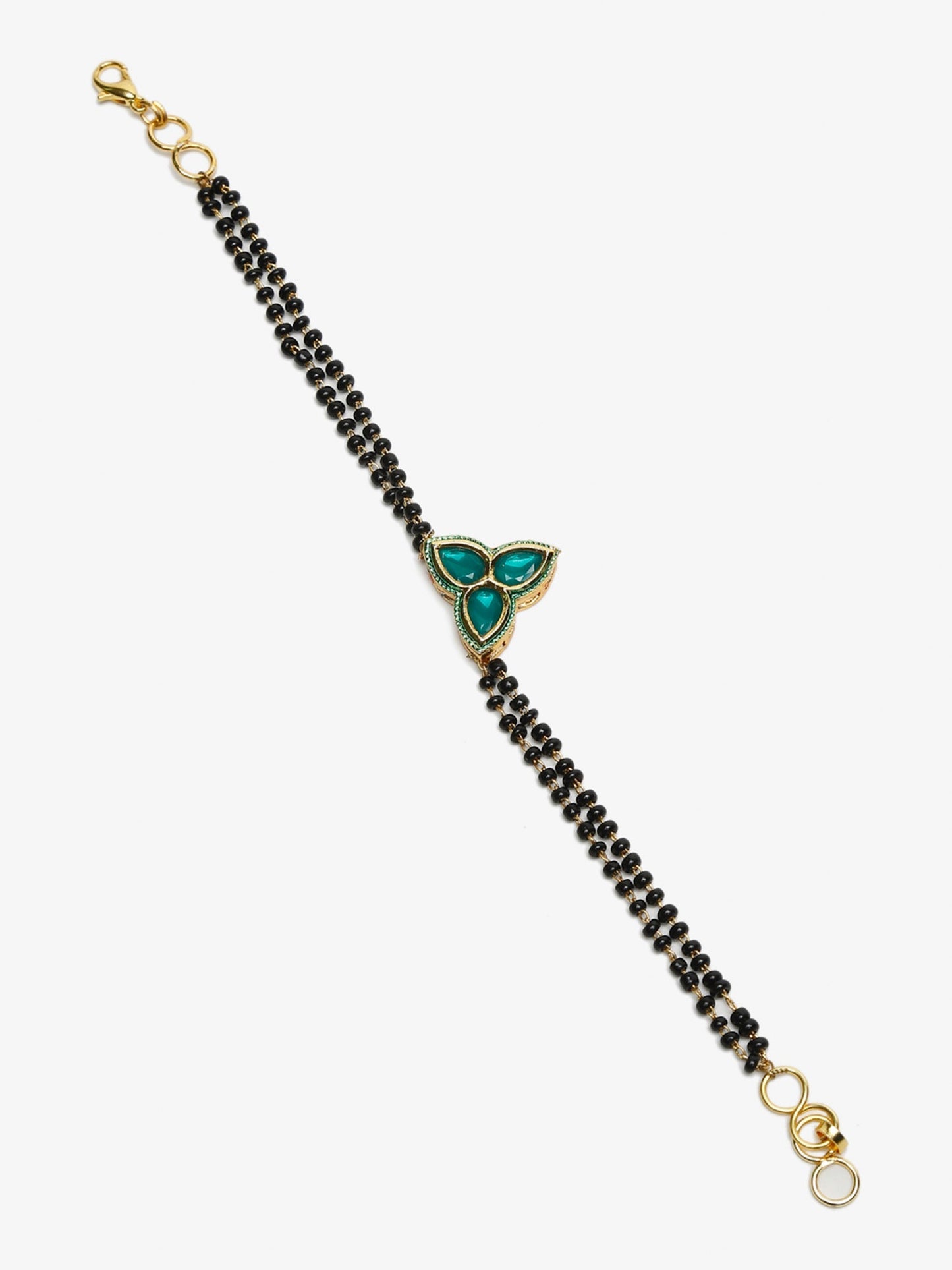 Women's Black Kundan Mangalsutra Bracelet - Ruby Raang - Swadesiicart