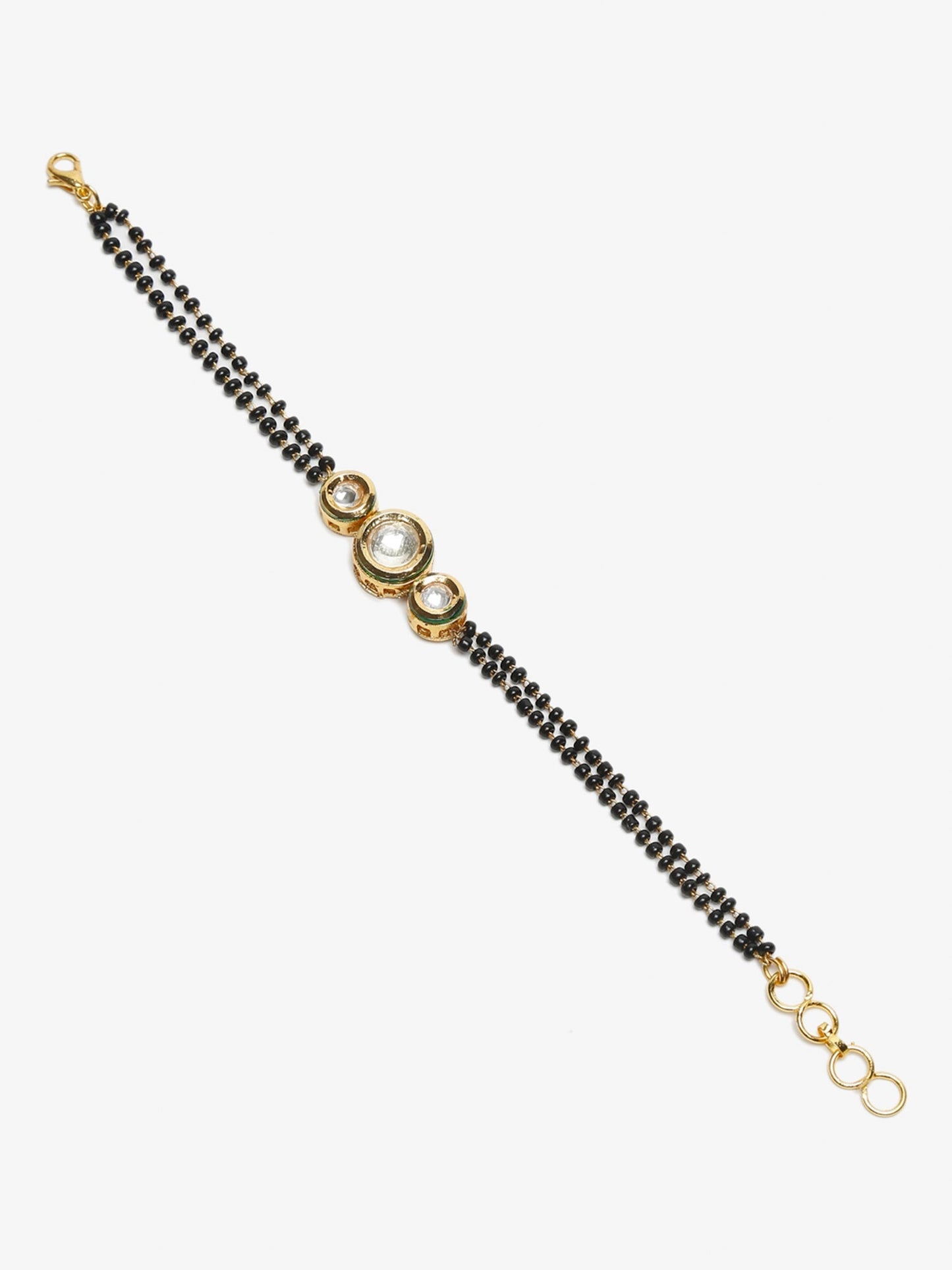 Black Gold-Toned Kundan Mangalsutra Bracelet - Ruby Raang - Swadesiicart