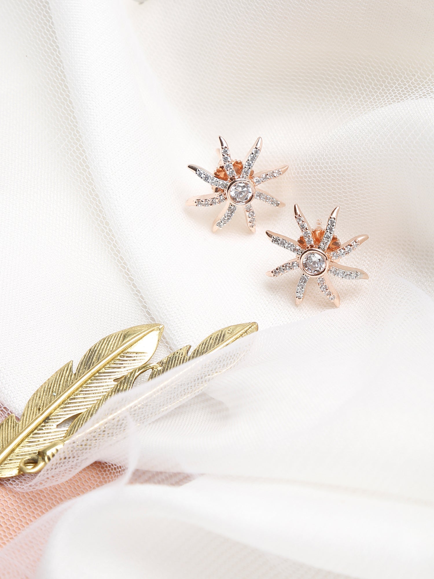 Rose Gold Contemporary Drop Earrings - Ruby Raang - Ruby Raang Studio