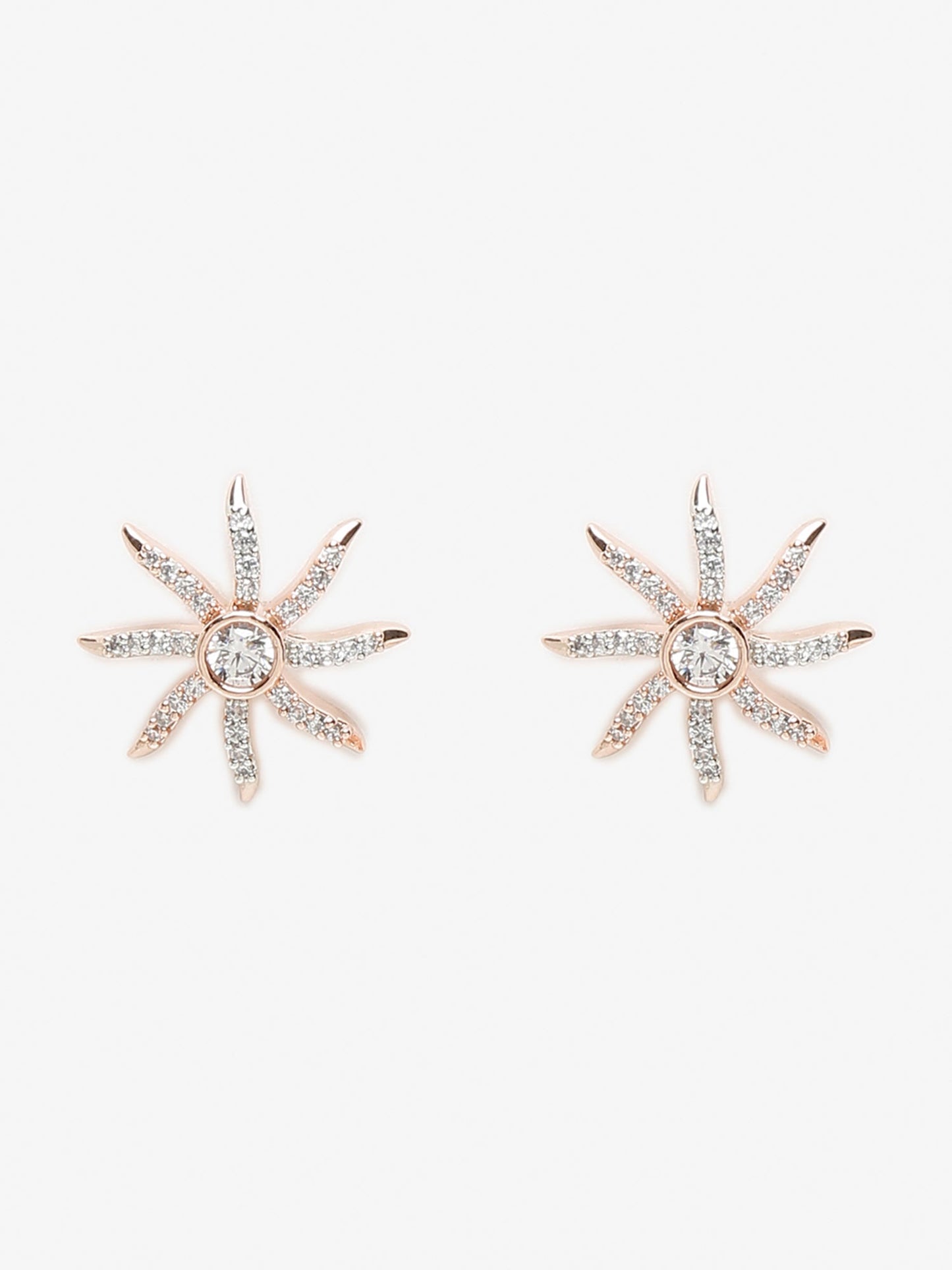 Rose Gold Contemporary Drop Earrings - Ruby Raang - Swadesiicart