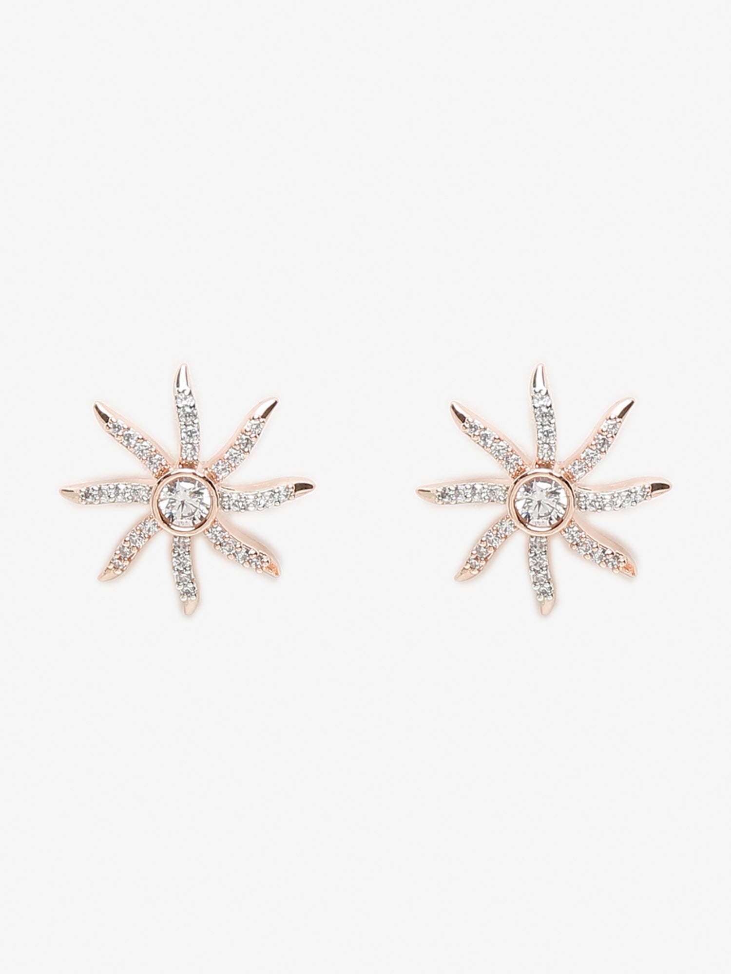 Rose Gold Contemporary Drop Earrings - Ruby Raang - Swadesiicart