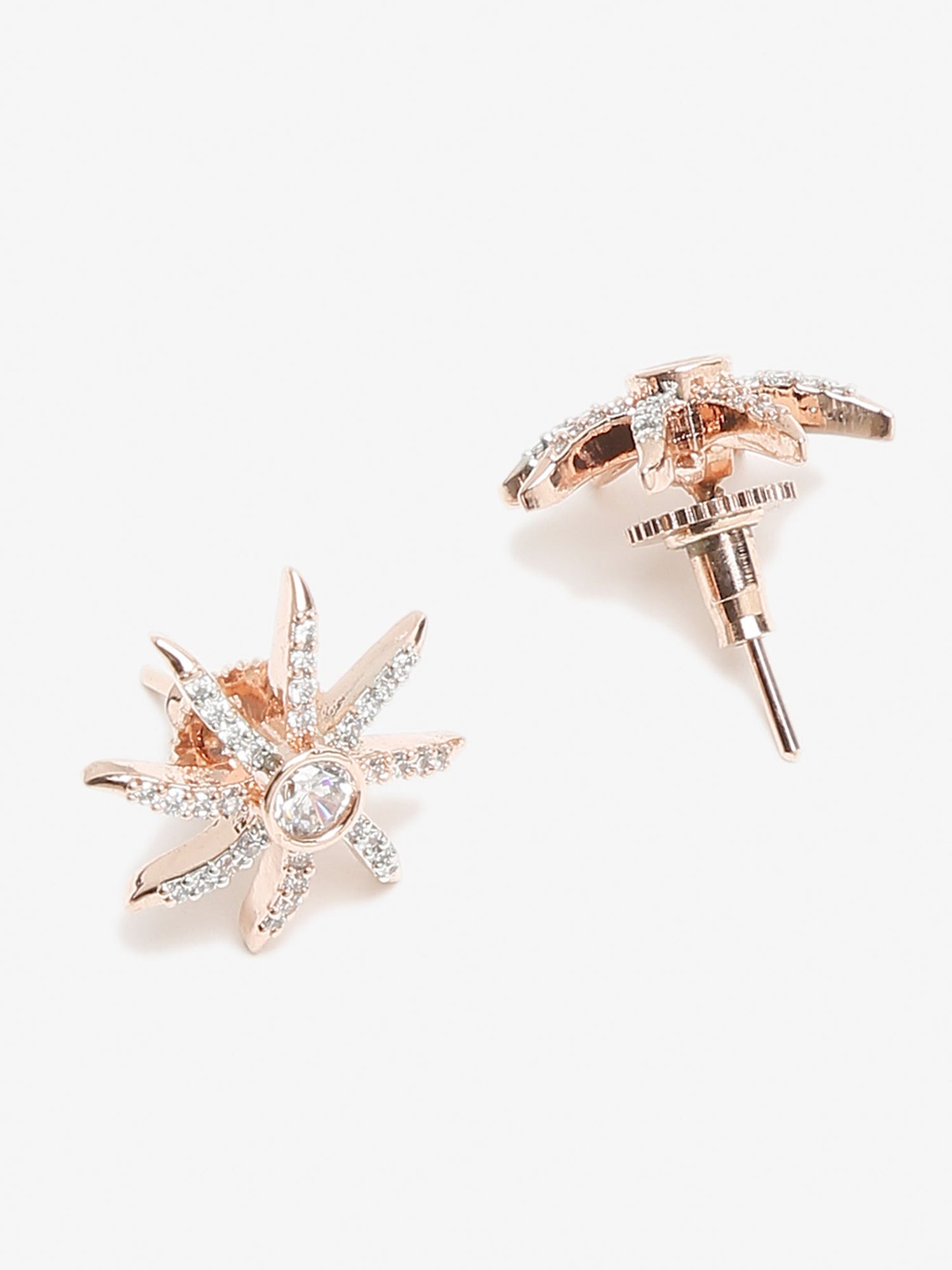 Rose Gold Contemporary Drop Earrings - Ruby Raang - Swadesiicart