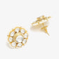 Gold-Toned Floral Kundan Studded Studs Earrings - Ruby Raang - Swadesiicart
