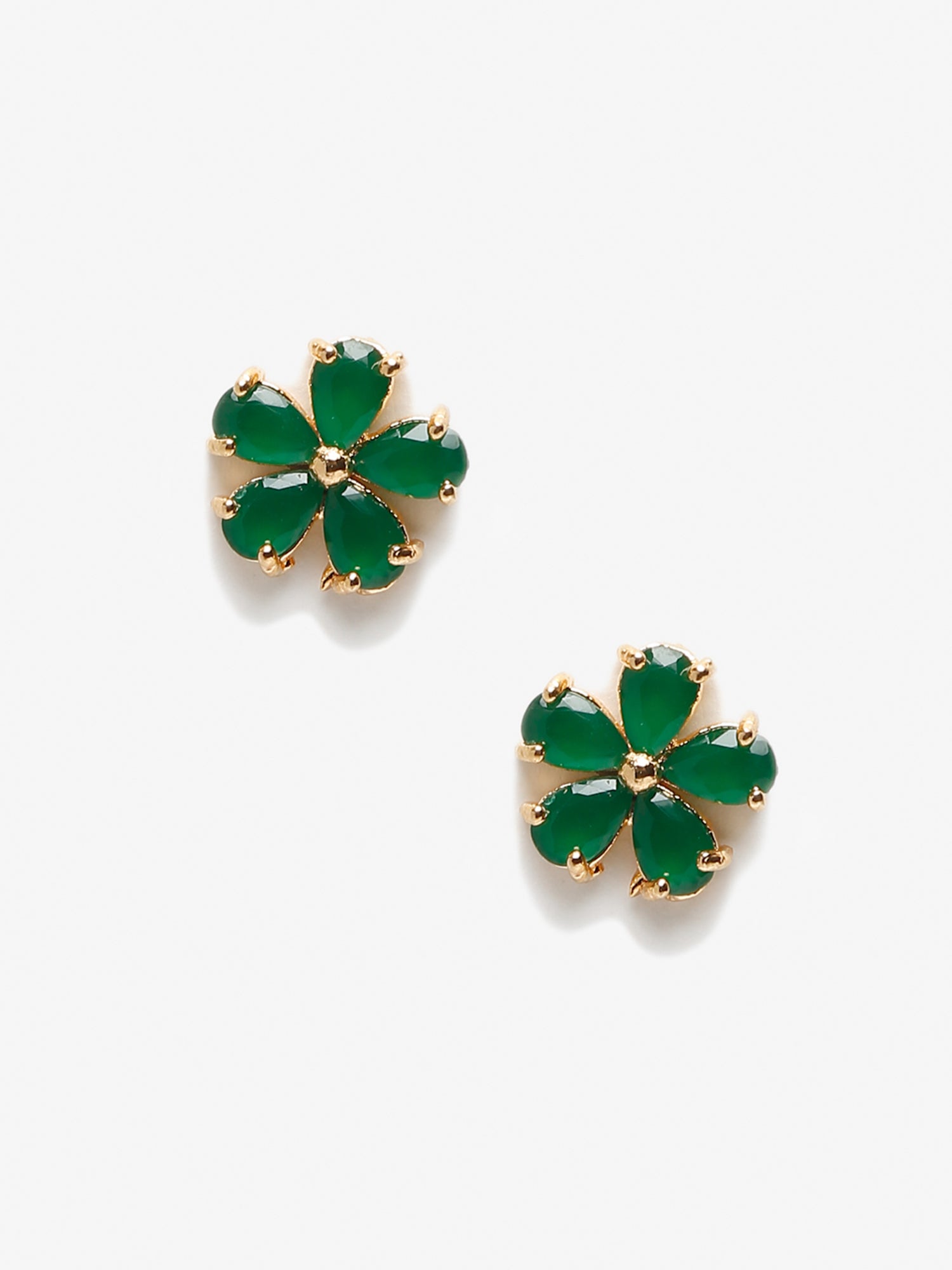 Green Contemporary Studs Earrings - Ruby Raang - Swadesiicart