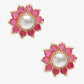 Maroon Gold-Polished Floral Studs Earrings - Ruby Raang - Swadesiicart