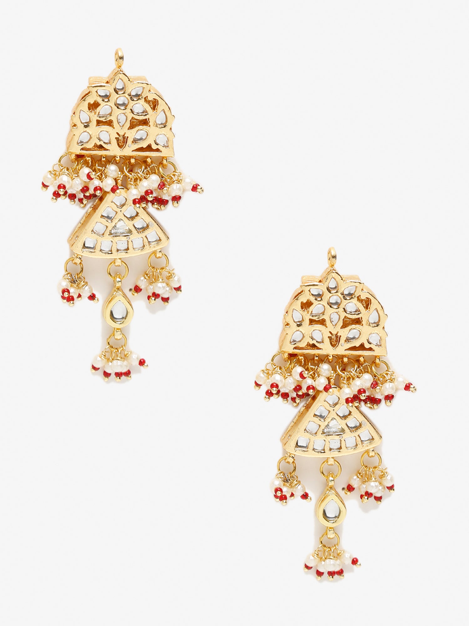 Gold-Toned Contemporary Chandbalis Earrings - Ruby Raang | Swadesiicart