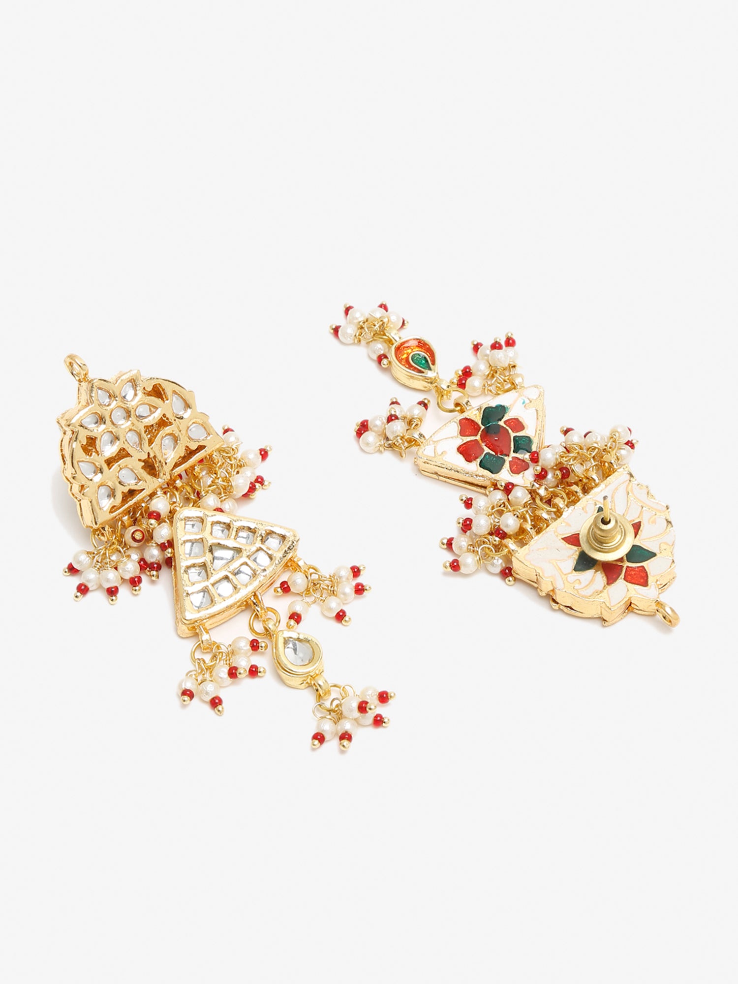 Gold-Toned Contemporary Chandbalis Earrings - Ruby Raang | Swadesiicart
