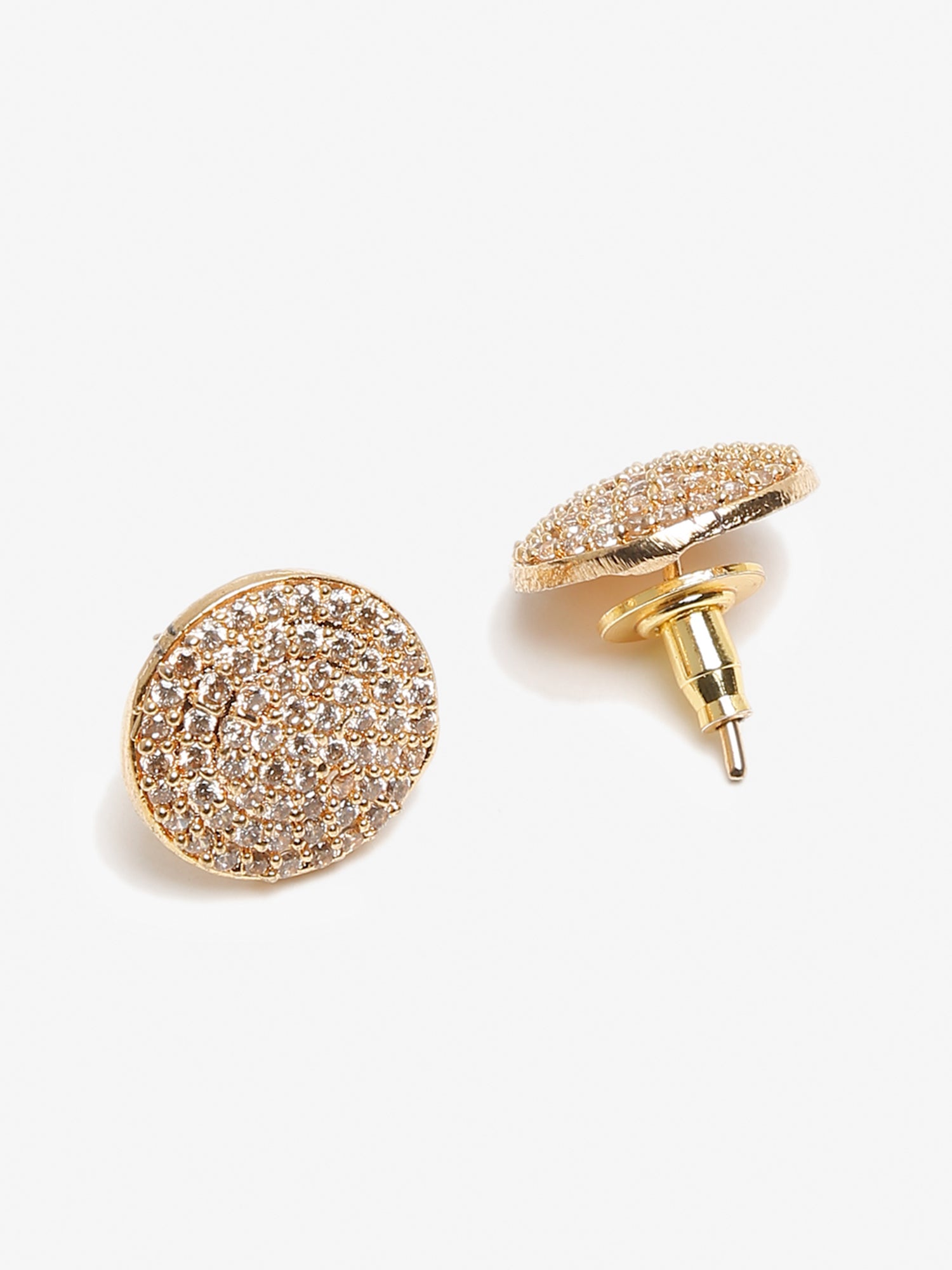 Rose Gold Contemporary Studs Earrings - Ruby Raang - Swadesiicart