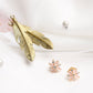 Gold-Polished Pink Floral Studs Earrings - Ruby Raang - Ruby Raang Studio