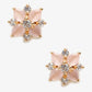Gold-Polished Pink Floral Studs Earrings - Ruby Raang - Swadesiicart