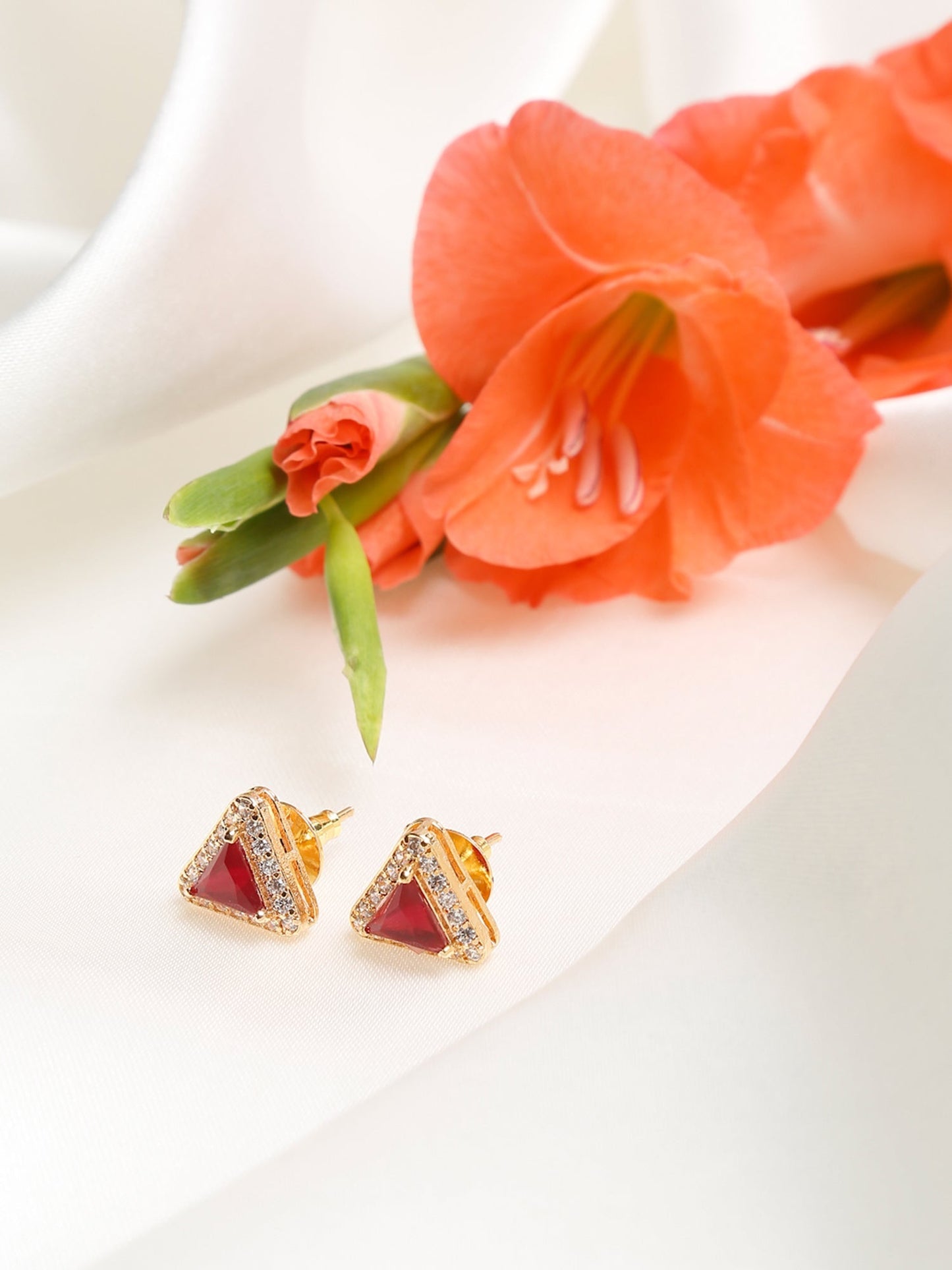 Maroon Contemporary Studs Earrings - Ruby Raang - Ruby Raang Studio