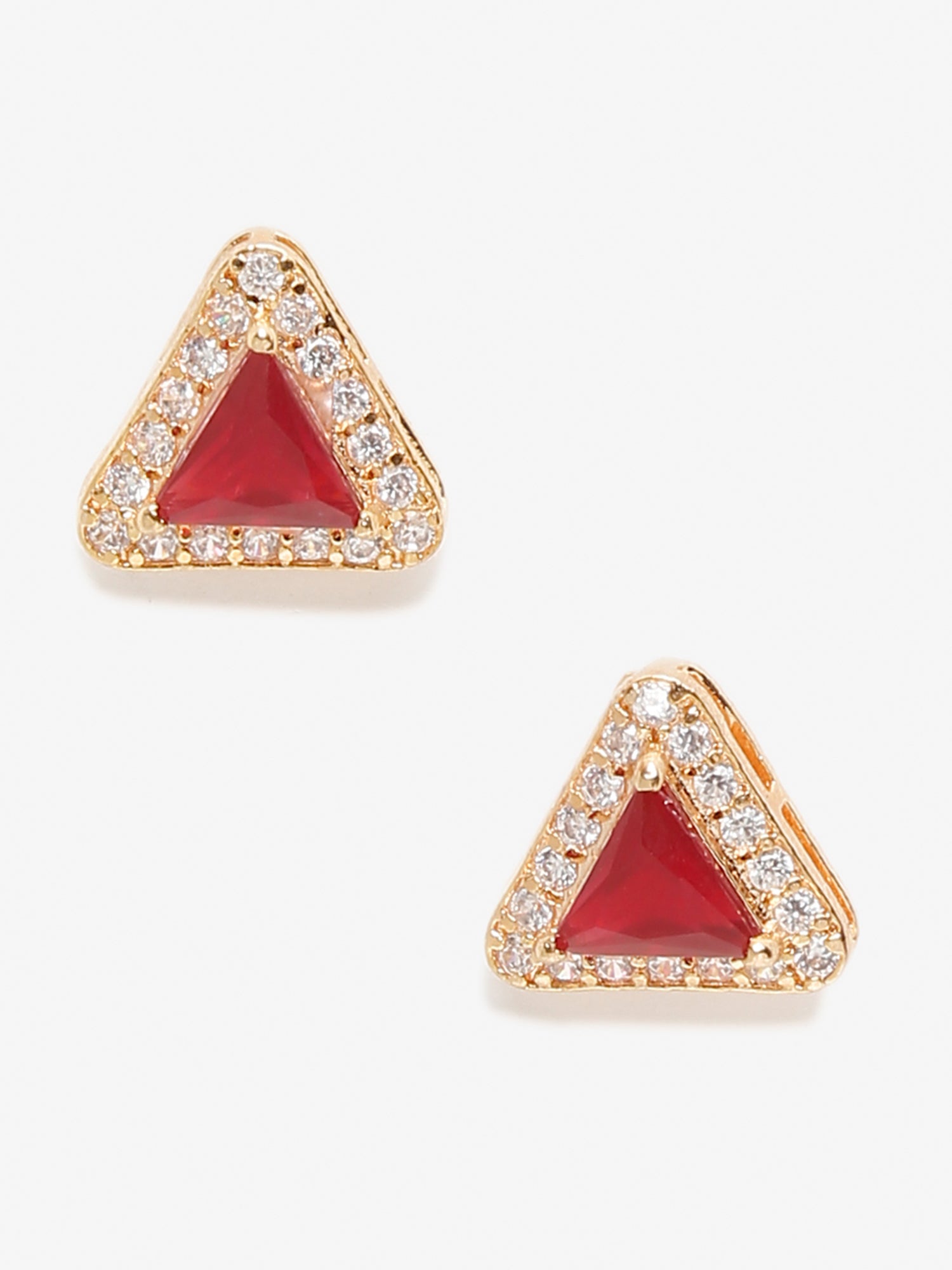 Maroon Contemporary Studs Earrings - Ruby Raang - Swadesiicart