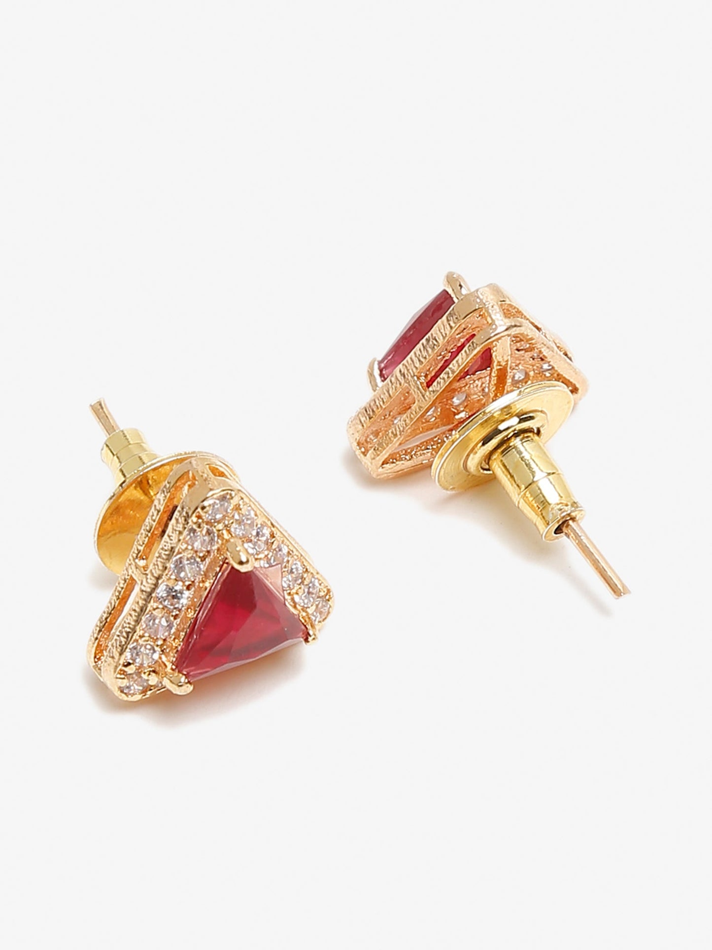 Maroon Contemporary Studs Earrings - Ruby Raang - Swadesiicart