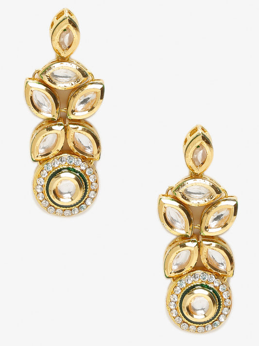 Gold-Toned Contemporary Drop Earrings - Ruby Raang - Swadesiicart